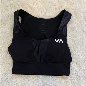 RVCA Black Sports Bra with White Logo